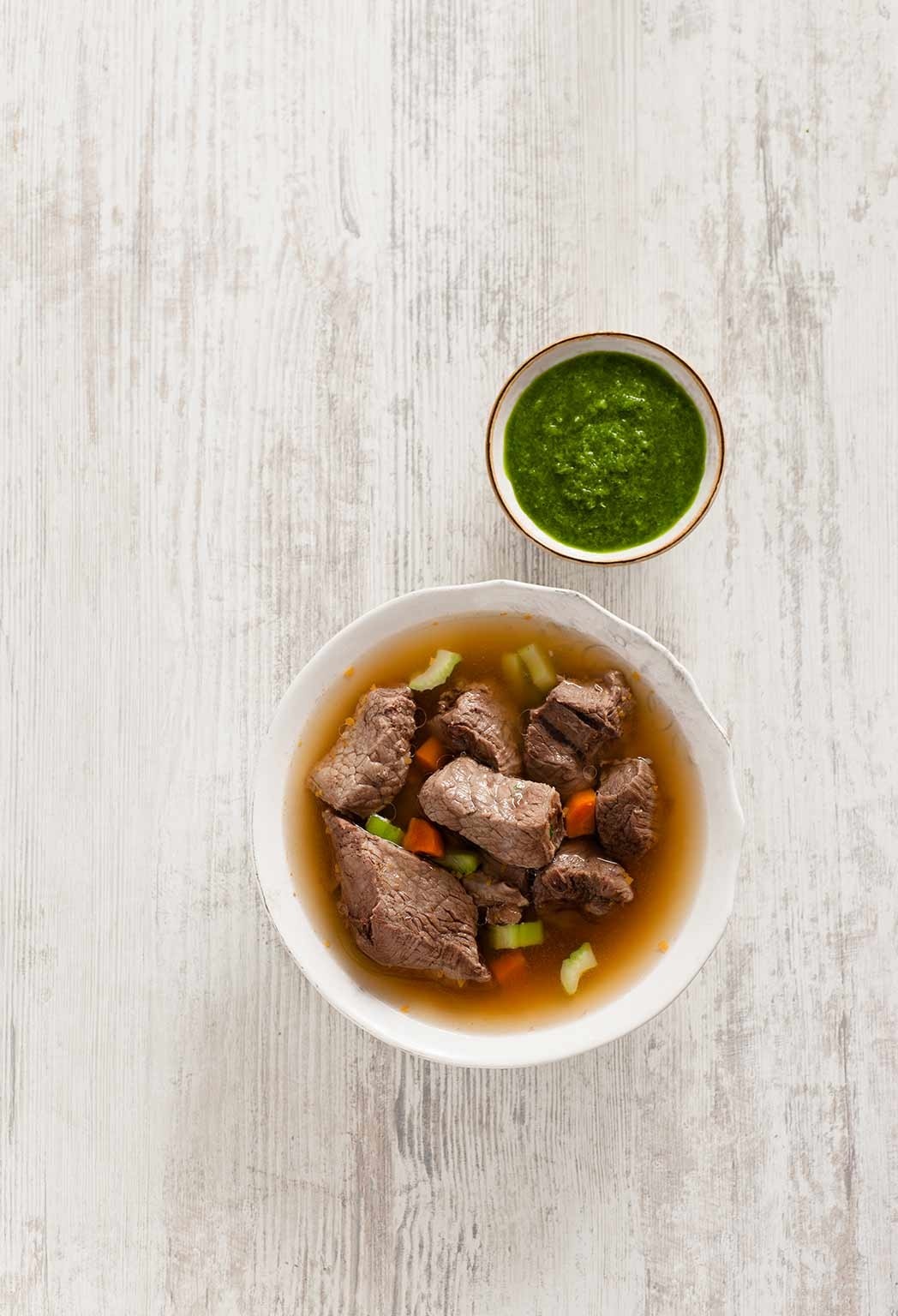 Boiled beef with green sauce